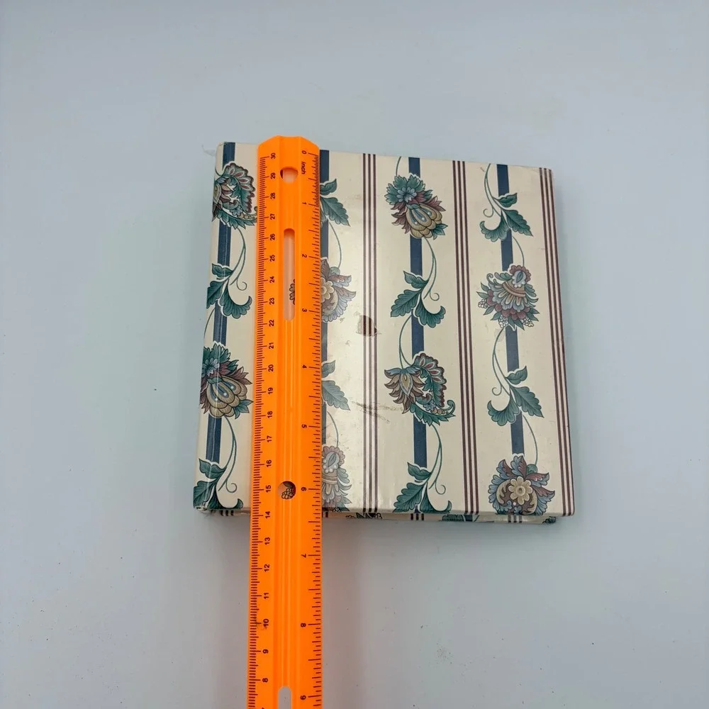BURNES Photo Album Scrapbook Binder Floral Stripes Beige USA Made‎